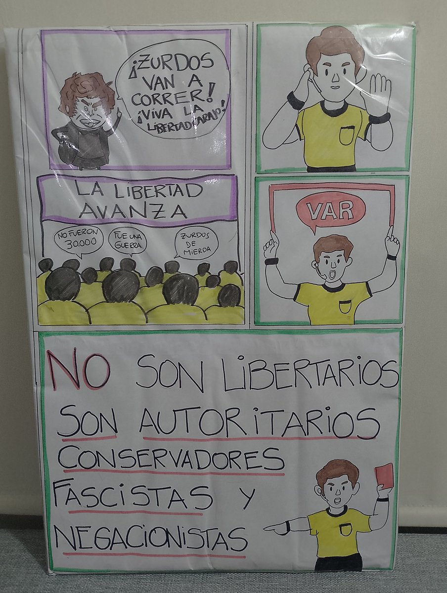 Fui con este cartelito a la marcha porque estoy harta de que este gobierno de fachos bastardee la palabra libertad y trate de maquillar el horror de la dictadura. Las cosas por su nombre,no son liberales,ni libertarios, son conservadores,fascistas y NEGACIONISTAS #24de