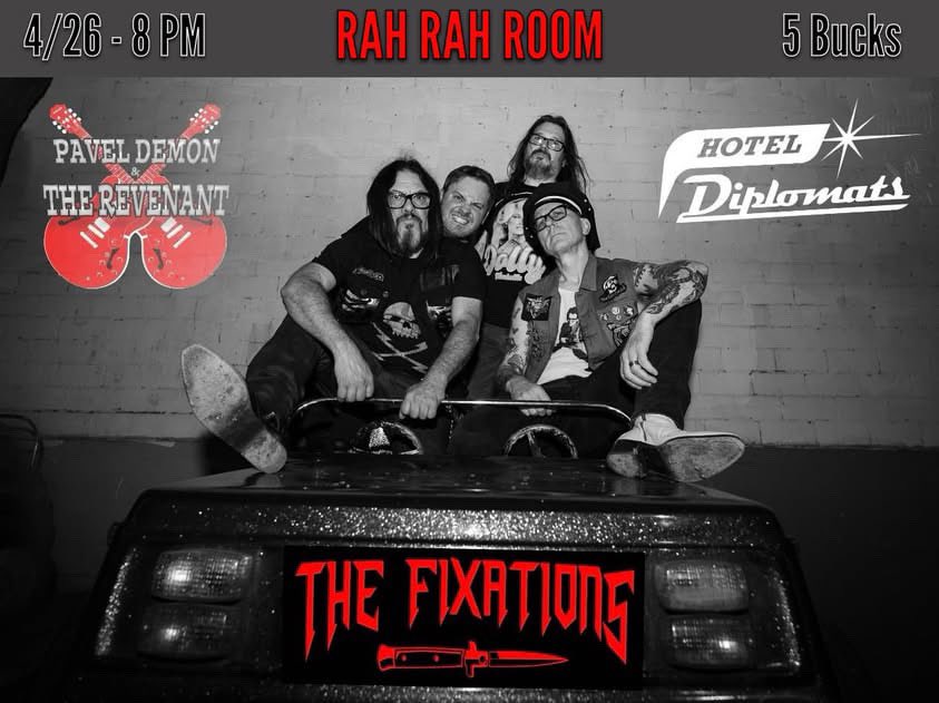 April. 26th the Rah Rah Room with the likes of Paul Demon &amp; the Revenant, The Fixations and yours truly. Come feel things in places one dares not talk about.

#HotelDiplomats #weareallhoteldiplomats #SATX #SanAntonio #therahrahroom