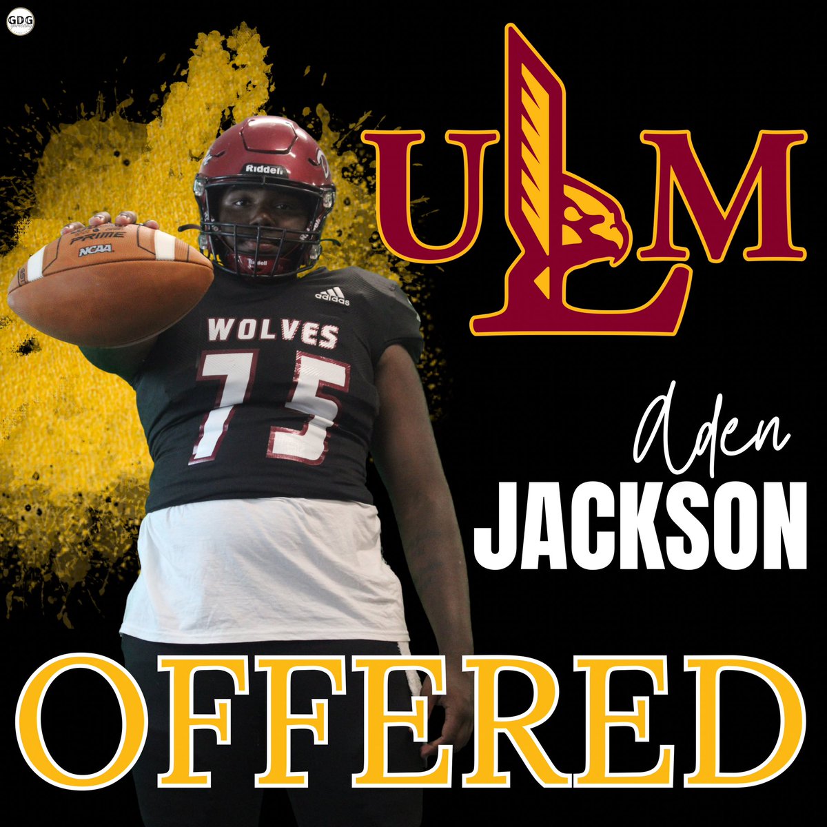 <a href="/Aden_Jackson75/">Aden Jackson</a>  picked up offer today from <a href="/ULM_FB/">ULM Football</a> ! #MYUT