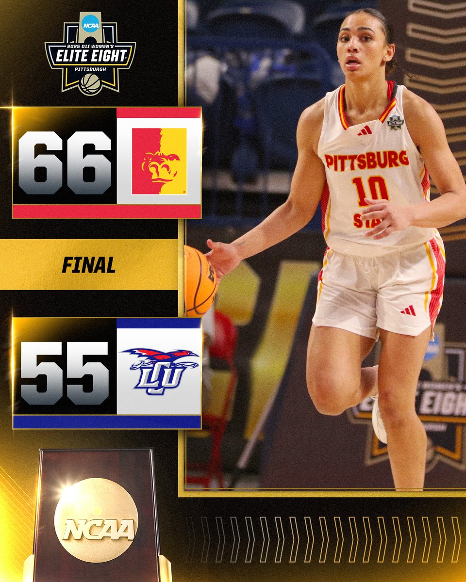 NCAA Division II (@ncaadii) on Twitter photo FINAL FROM #WEliteEight Game 4!
<a href="/GorillasWBB/">Pitt State Women's Basketball 🏀</a> defeats Lubbock Christian 66-55 to head to the semi-finals.
#D2WBB | #MakeItYours FINAL FROM #WEliteEight Game 4!
<a href="/GorillasWBB/">Pitt State Women's Basketball 🏀</a> defeats Lubbock Christian 66-55 to head to the semi-finals.
#D2WBB | #MakeItYours