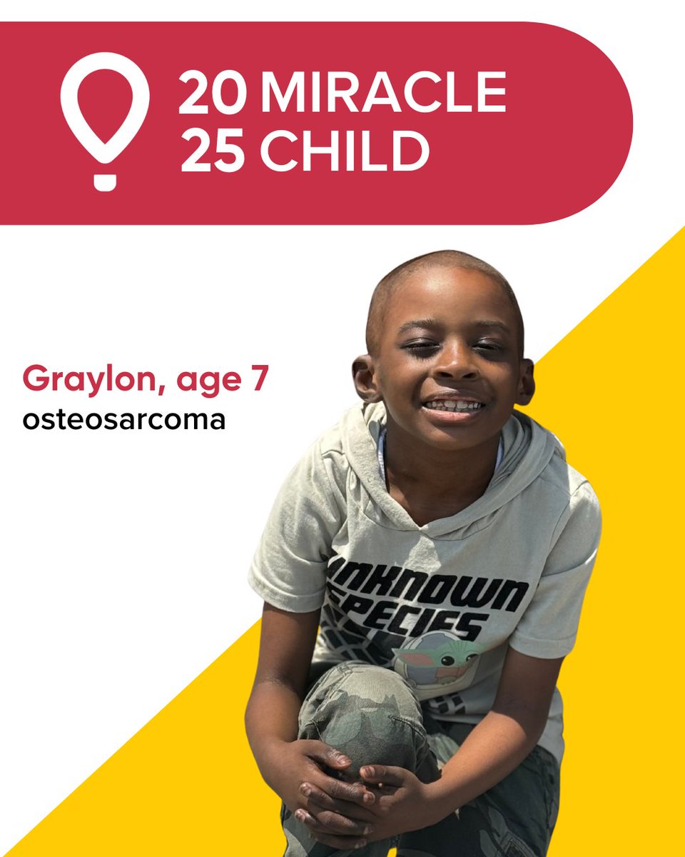Introducing one of our new 2025 Miracle Children - Graylon! After falling on his scooter and injuring his leg, doctors found out he had osteosarcoma, a type of bone cancer.  Call in your pledge to 1-800-673-5437 or donate at GiveToCMN.com to help kids like Graylon!