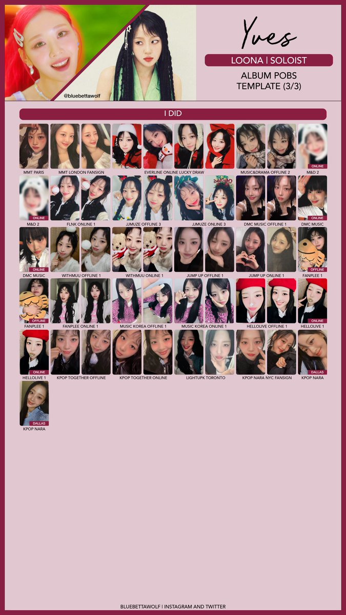 Loona / Soloists - Yves and Chuu Album POB Photocard Template
