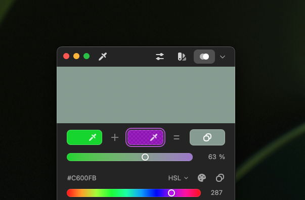 IdeaPunchLLC's tweet photo. The newest ColorSlurp beta now has the ability to mix colors together! https://t.co/qA96WzeIxf