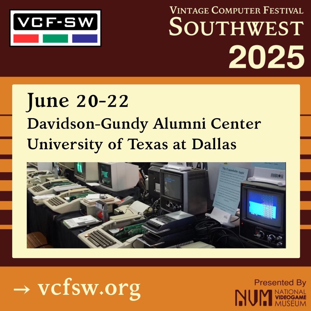 Vintage Computer Festival Southwest is coming June 20-22! Exhibits, vendors, workshops, presentations, something for everyone! #vcf #vcfsw #retro #vintage #retrocomputer #tech
