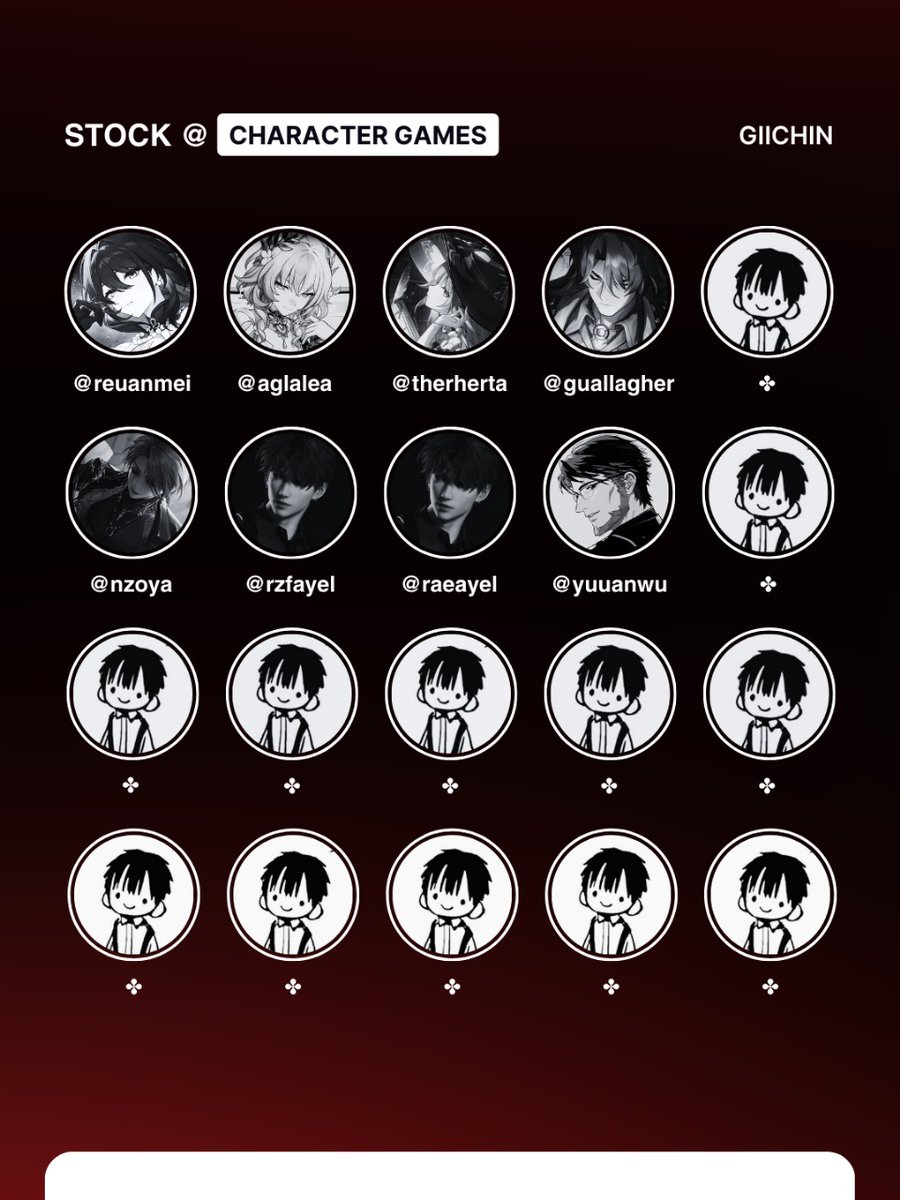 WTS USERNAME

BO Aether Kinich Kaveh Albedo Neuvi Neuvillette Nahida Freminet Mizuki Hutao Shenhe Raiden Ei il Capitano Sandrone Damselette Pantalone Ruanmei Aglaea The Herta Gallagher Rafayel Yuan wu Noya Zoya

! usn hoyo genshin wuwa hsr lads ptn wtb 2D #ZONAUANG tawarin