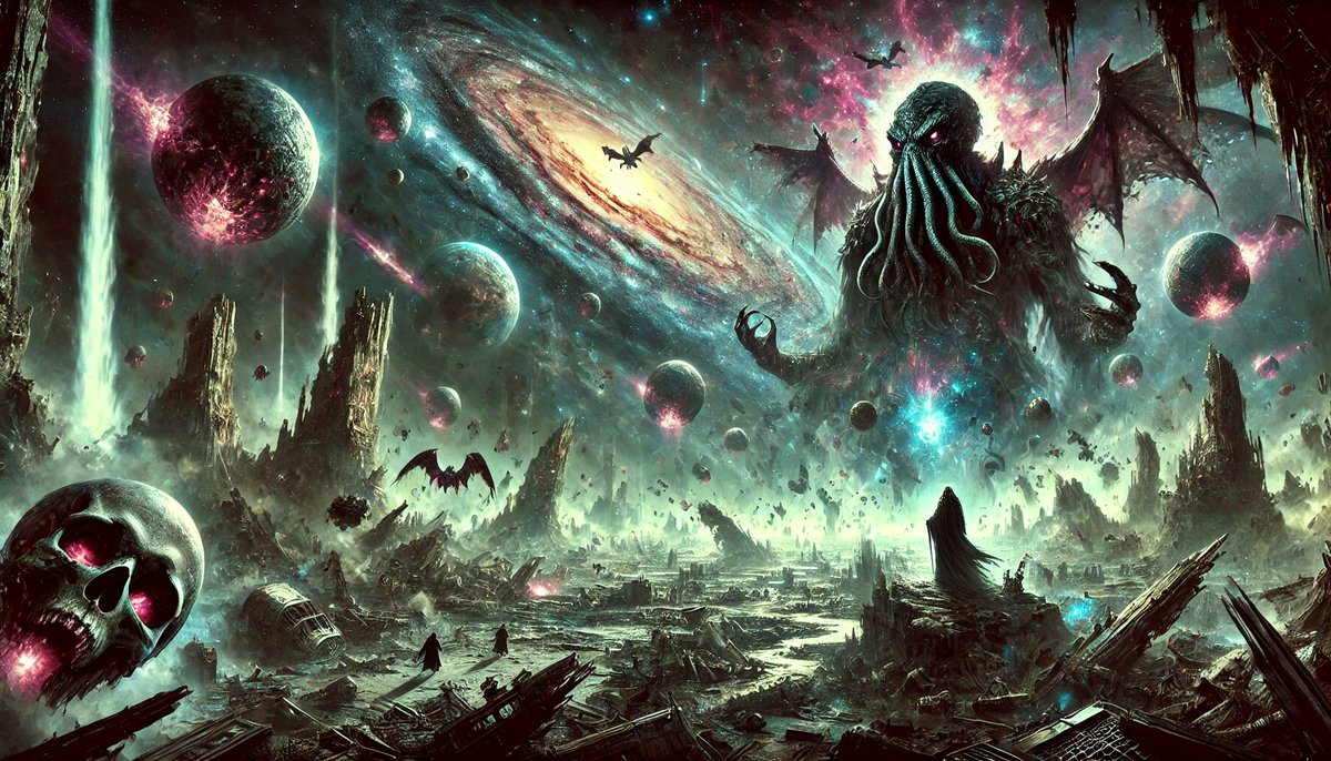 Aliskar48's tweet image. Reality cracked. Worlds burned.
And in the silence between dying stars,
 He Spoke.
👁️‍🗨️⚡ #EndOfAllLight
#CthulhuRises #CosmicJudgment #GalacticDestruction #EldritchGod #LovecraftianEndgame #DarkGalaxy #AIArtEpic #ApocalypseUnleashed #MythosEternal #StarbornTerror