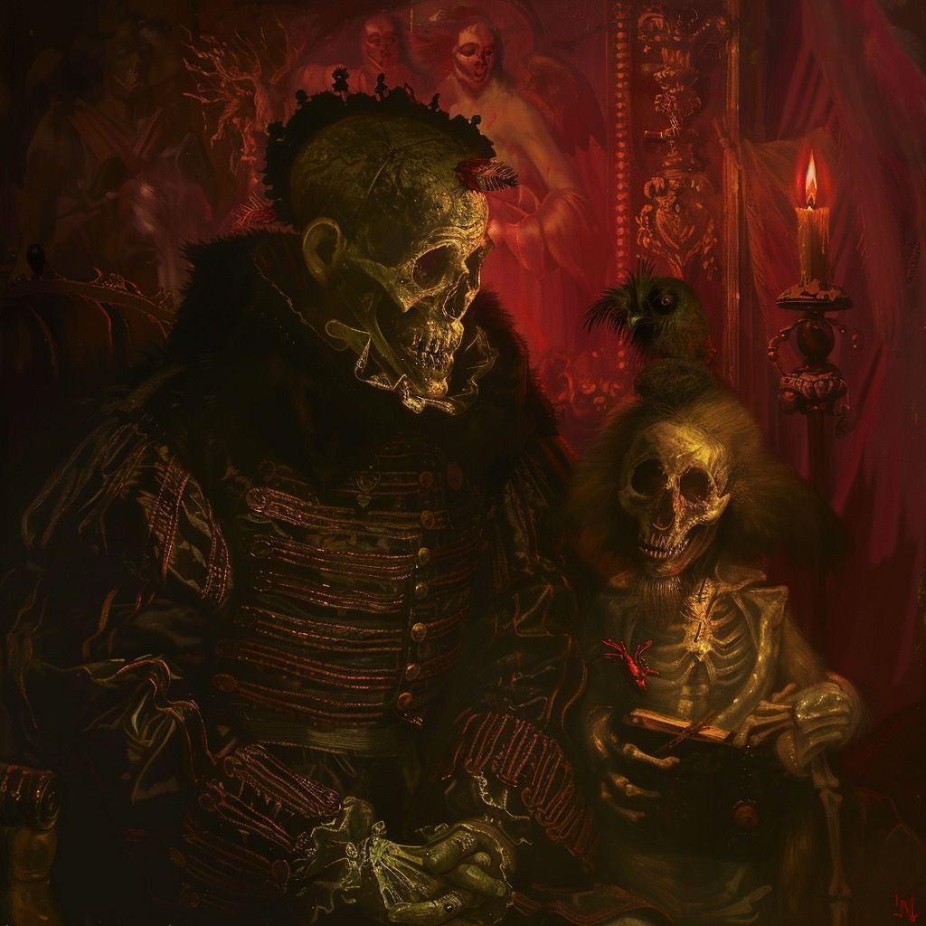 MacabreMasters_'s tweet photo. #DarkArt #MacabreArt #ClassicalPainting #MidJourney #MysticMacabre https://t.co/JHgxTNNshg https://t.co/m7qRrs7sHO