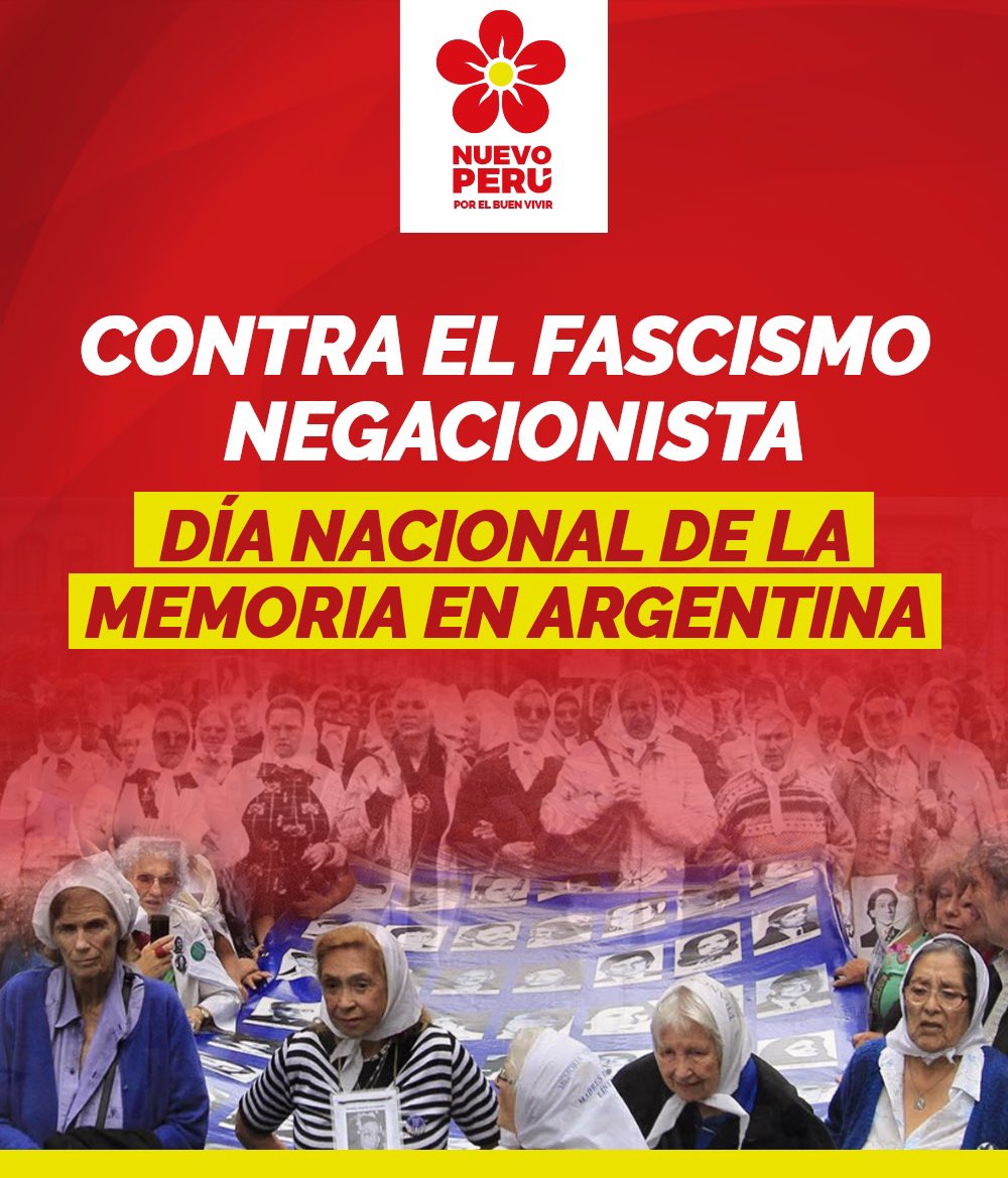 Reafirmamos nuestro compromiso con la memoria, la justicia y la verdad. Hoy, 24 de marzo, Día de la Memoria, acompañamos a nuestros hermanos argentinos en su lucha contra la derecha fascista que pretende negar la historia. Estaremos siempre en las calles para recordársela.