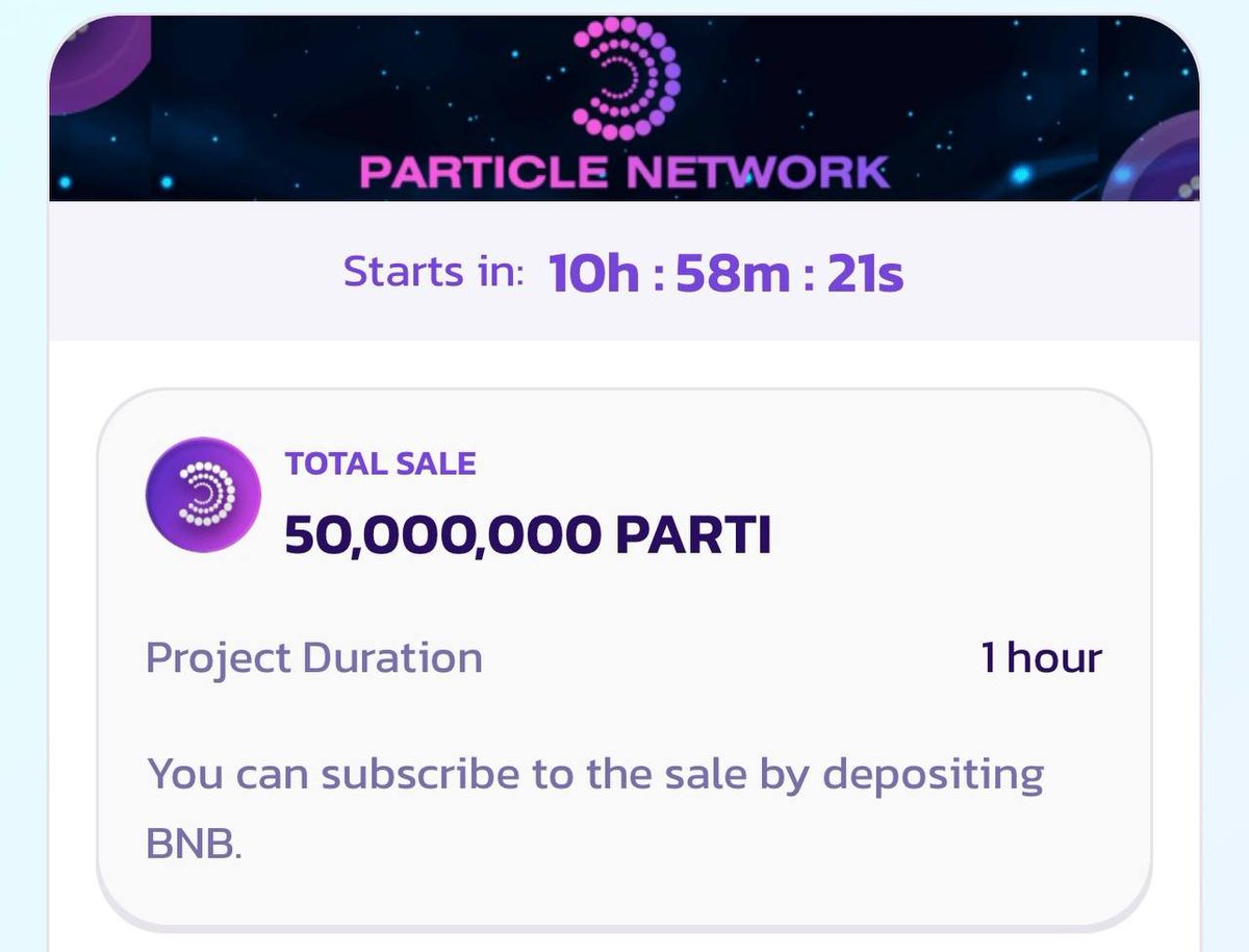 bengbengp2e's tweet photo. 🚀 EARN $120 PER WALLET – HOT IDO ON BINANCE WALLET! 🚀

🔥 Particle Network – The 5th IDO on Binance Wallet, same as $BMT last week (where many made $120 per wallet in just 3 hours!).

⏳ Time: 17:00 - 18:00 TODAY! Don't be late – limited spots!

🔹 How to join:
✅ Step 1: Sign up on Binance NOW: https://t.co/XIx2AnGFDm
✅ Step 2: Deposit 0.01 - 3 BNB per wallet
✅ Step 3: Update Binance app to version 2.97.0+, go to Binance Wallet, click on the event banner, and follow the steps.
✅ Step 4: Wait for allocation – free money incoming!

💰 Last week, $BMT paid out $100-$150 per wallet. Don’t miss this one!
⚡ ONLY 1 HOUR TO JOIN – GET IN EARLY! 🚀