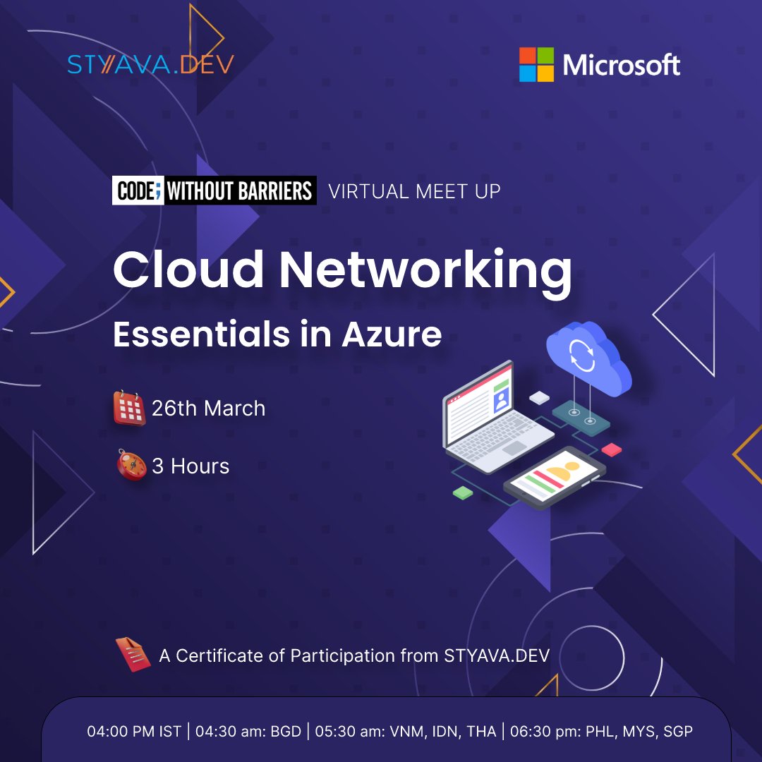 Cloud networking skills that make a difference—free, interactive, and expert-led!

💡 Learn Azure networking essentials with real-world insights
🛠️ Live training with a great community

Limited spots—register now! 🔗 styava.dev/event-detail/d… 

#azuretime  #Networking