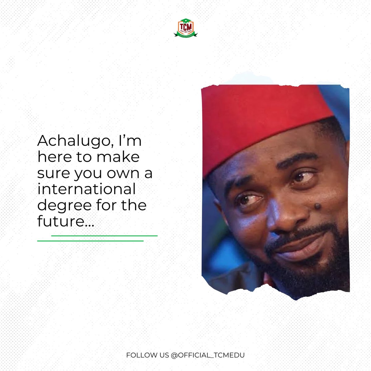 Official_TCMEdu's tweet photo. Every Achalugo deserves an Odogwu to secure the bag and the future! Who’s making that dream happen for you? ✨ #StudyAbroad #OdogwuMoves #SecureTheFuture #TCMEducation #VisaApproved #InternationalStudent #FutureReady #GlobalOpportunities #EducationMatters #TravelToStudy #Degree https://t.co/uYOOywULpc