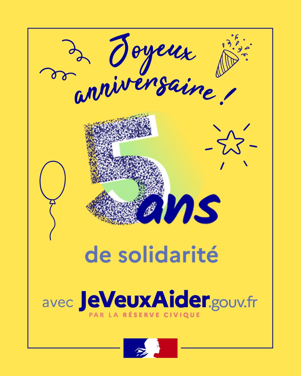 🎂 Aujourd'hui, c'est les 5 ans de solidarité de JeVeuxAider.gouv.fr !

Il y a 5 ans, dans un contexte d'urgence sanitaire, la plateforme JeVeuxAider.gouv.fr voyait le jour pour apporter une réponse franche au besoin de solidarité face à cette situation inattendue.