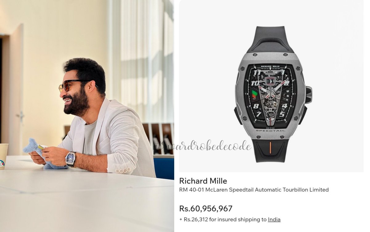 NTRWardrobe's tweet image. . @tarak9999 in Richard Mille Watch.
Cost - 60,956,967 INR
#NTRWardrobeDecode
#ManOfMassesNTR