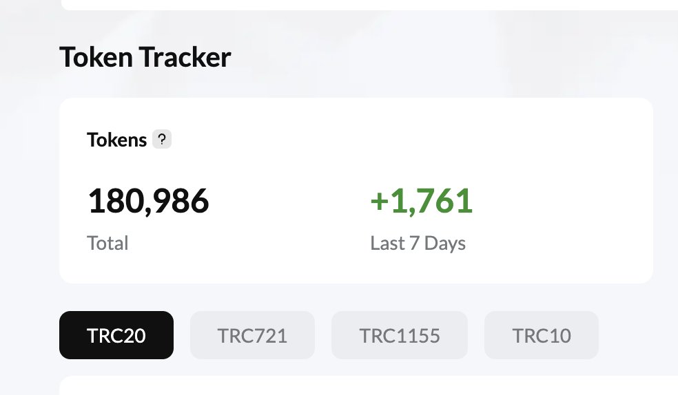 TRONSCAN_ORG's tweet photo. 🥳The total number of tokens, including #TRC10, #TRC20, and #TRC721, has exceeded 180,000, with an increase of 1,761 in just the last 7 days! 🚀 Let's keep on building! 💪
Learn more👇
https://t.co/dRRnHy0zjI