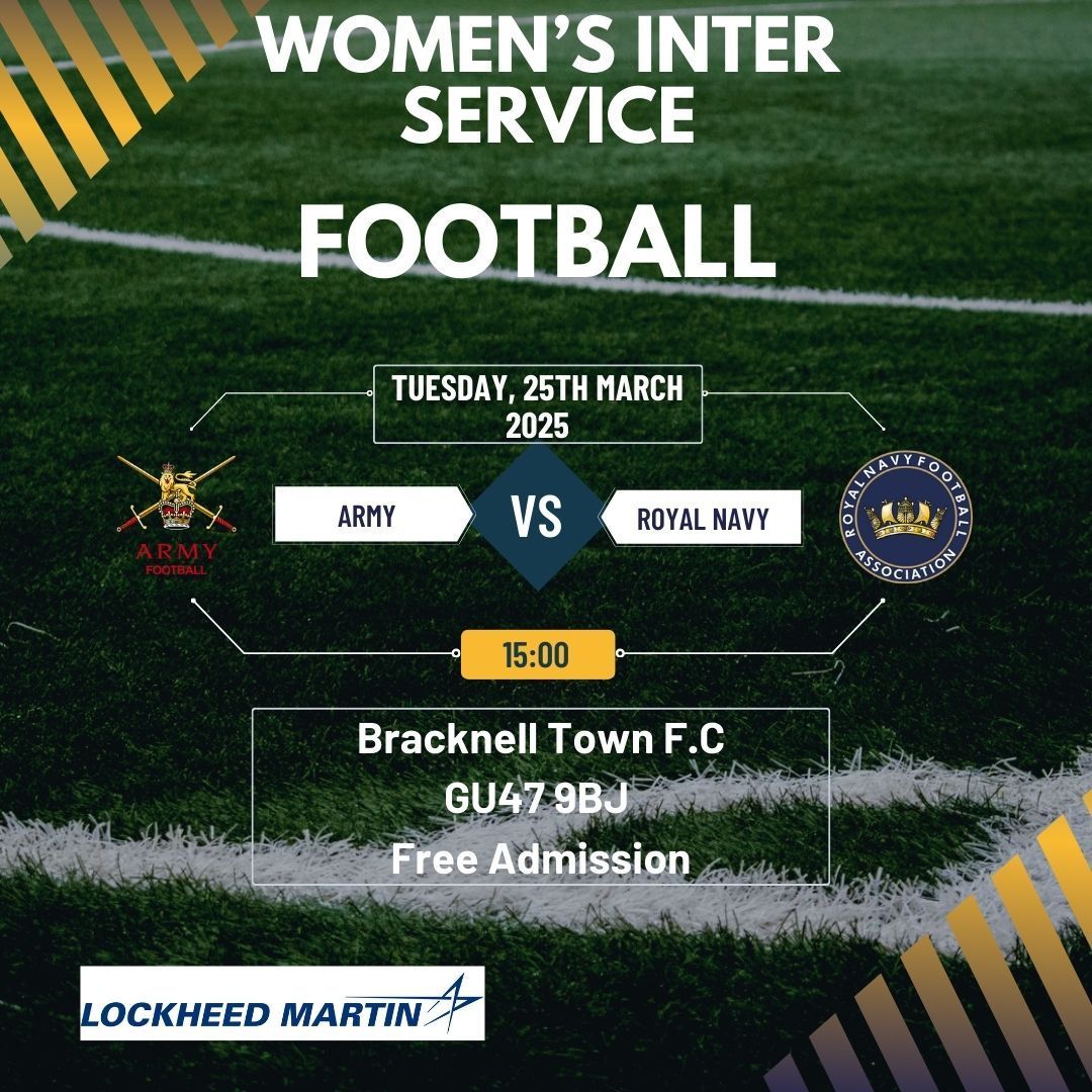 NavyFootball1's tweet image. MATCHDAY ALERT

The RN Women’s team take on the Army in their second Inter-Service fixture! 

📅 Tuesday, 25th March 2025
📍 Bracknell Town F.C
⏰ KO 15:00
🎟️ Free Admission

After a hard-fought battle against the RAF, the team is ready to bounce back. 

@lockheedmartin
@NAVYFit