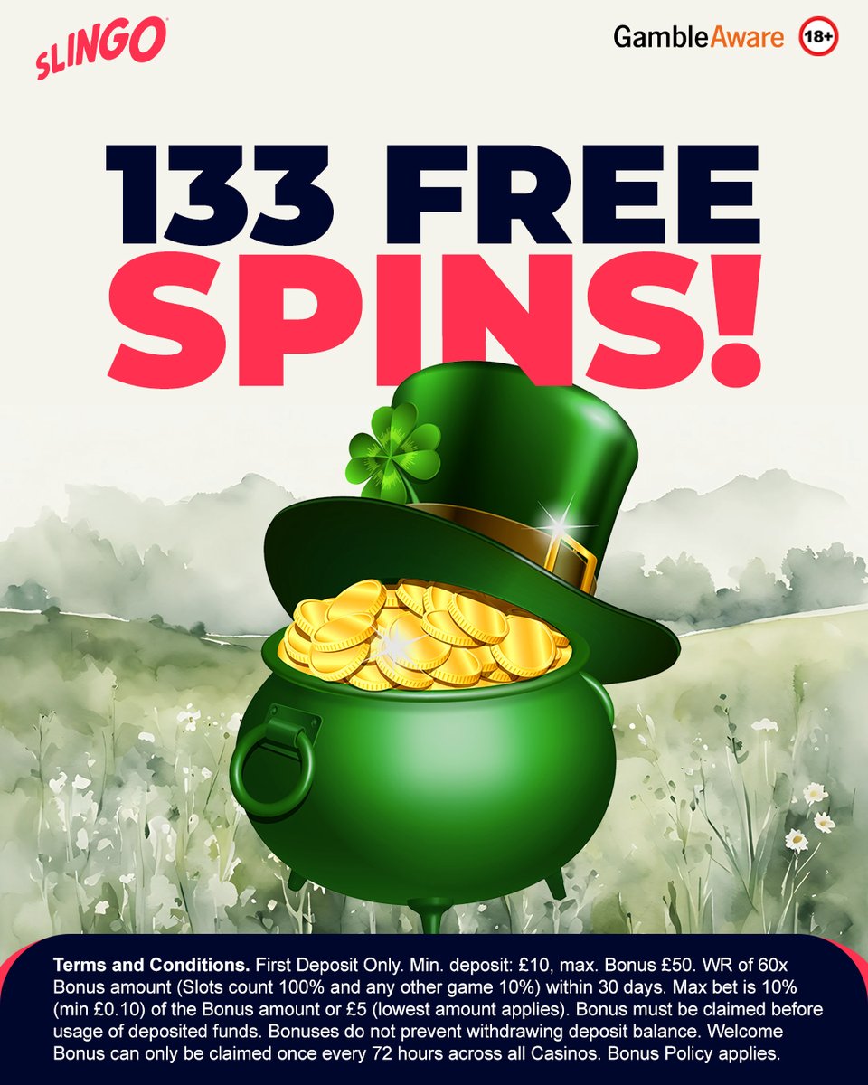 Slingo_official's tweet photo. New to Slingo? Start your journey with a boost of 133 FREE SPINS when you make your first deposit! 💸🔥 More spins, more fun, and more chances to win.
Don’t miss out! Deposit now and let the fun spinning begin: https://t.co/NfYHqozZ3B #SlingoIsFun
18+GambleAware | T&Cs Apply https://t.co/oKWfFxD308