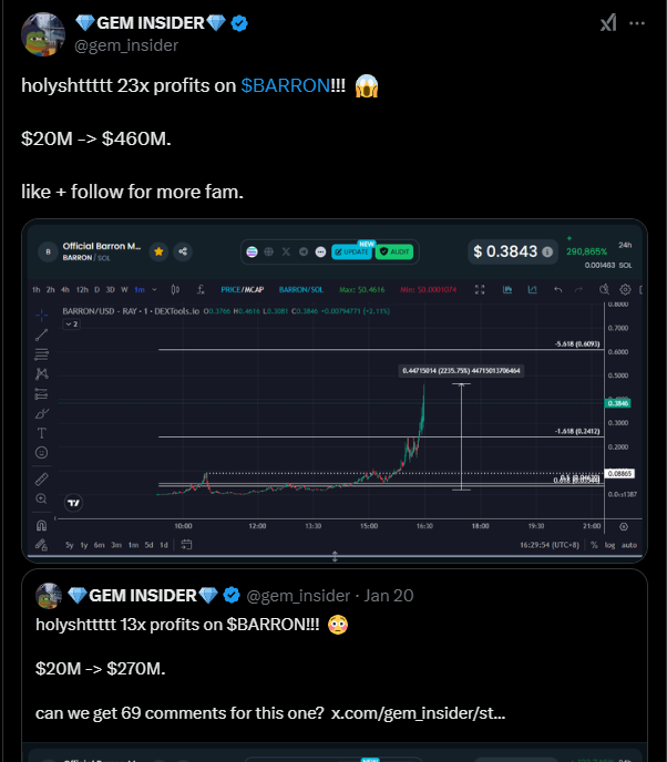 gem_insider's tweet photo. 🚨 IT'S ALMOST TIME FOR THOSE 10X'S AGAIN.

$TOSHI 16x in 2 weeks
$BARRON 23x in 6 hours
#VIRTUAL 106x in 2 months
#FARTCOIN 135x in 3 months
$SPX 90x in 3 months
$PNUT 50x in 5 days
$FWOG 75x in 82 days
$KASPER 240x in 37 days

comment + repost if you want the next 10x play. https://t.co/FSZizxfwIn