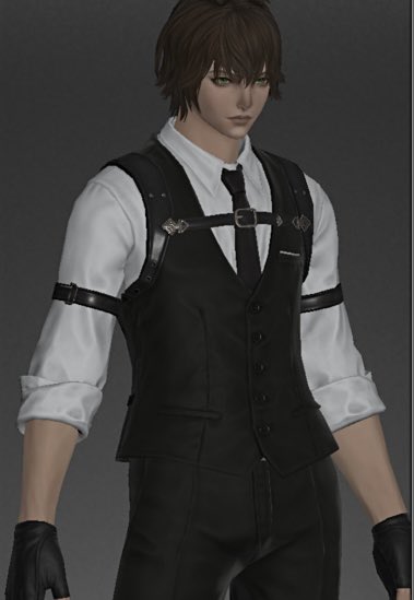 55_Waltz's tweet image. 7.2 룩템 Bouncer&apos;s attire

상의 2종, 장갑, 바지 2종, 신발 구성입니다
상하의는 홀스터(벨트)가 있는 버전과 없는 버전이 있습니다. 있는 버전의 하의엔 실제로 권총집이 있네요🫢 #FF14