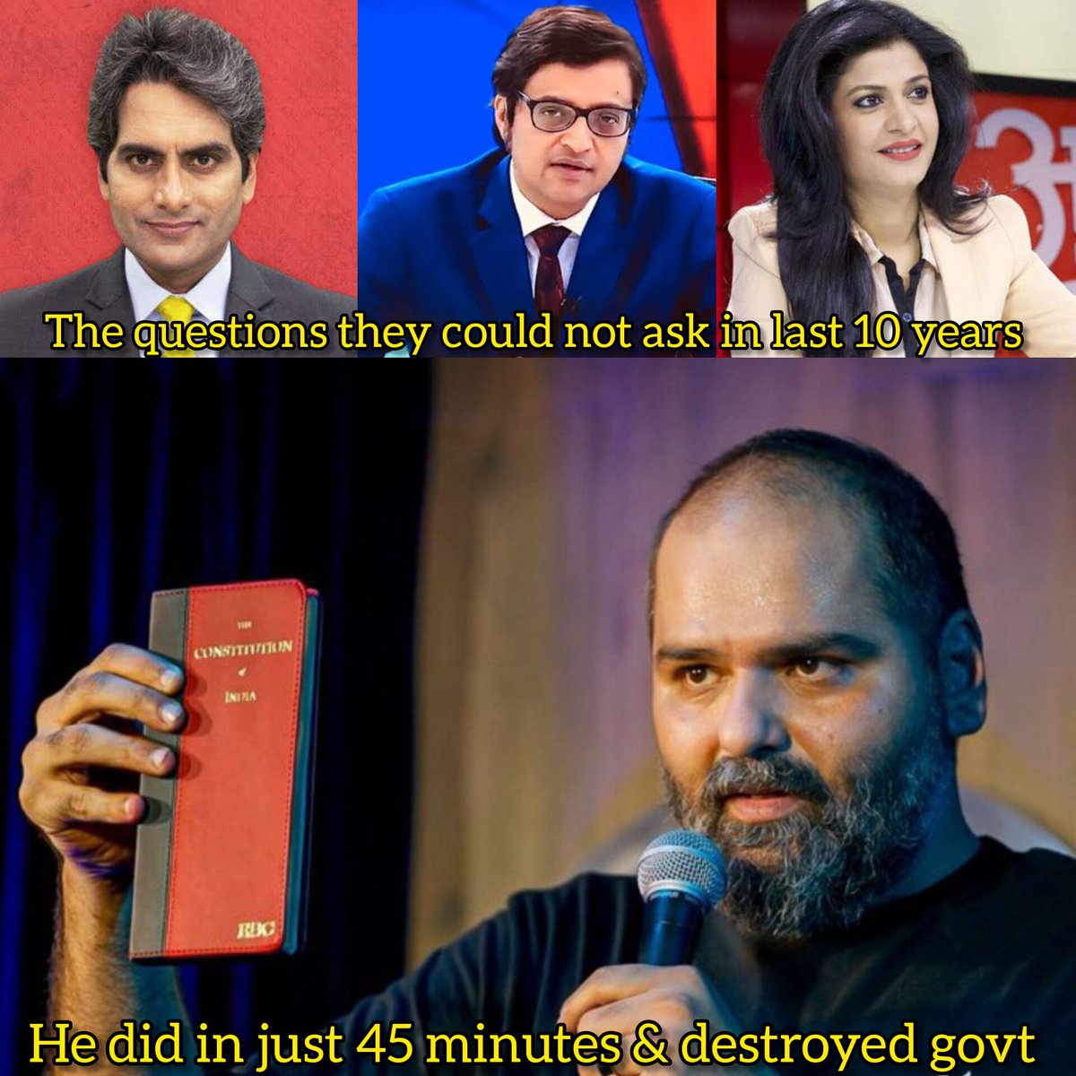 Amockx2022's tweet photo. @dhruv_rathee Kunal Kamra has more spine than combined Godi anchors 🔥🔥 https://t.co/fnU0jEi6Cq