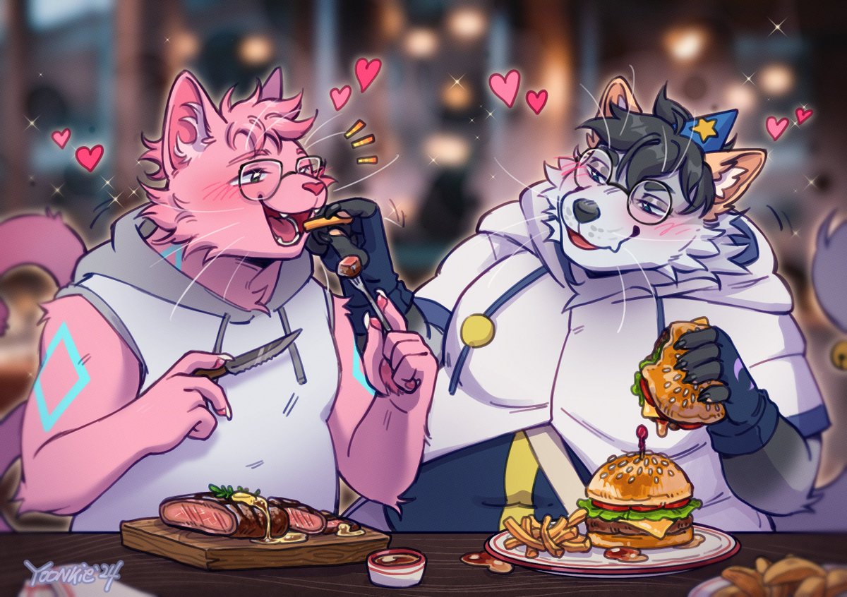 Lunch for two &lt;3

🐱: @ForbreadTheCat 
🎨: <a href="/yoonkiepls/">🥞 yoonkie 🔜 LIFC’25</a>