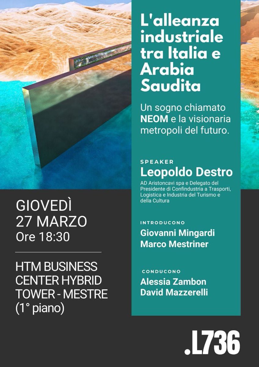 L736_Venezia's tweet photo. Vi aspettiamo giovedì #27marzo, ore 18:30, al primo piano della Hybrid Tower a Mestre - HTM Business Center. https://t.co/bT7ss3jMQk