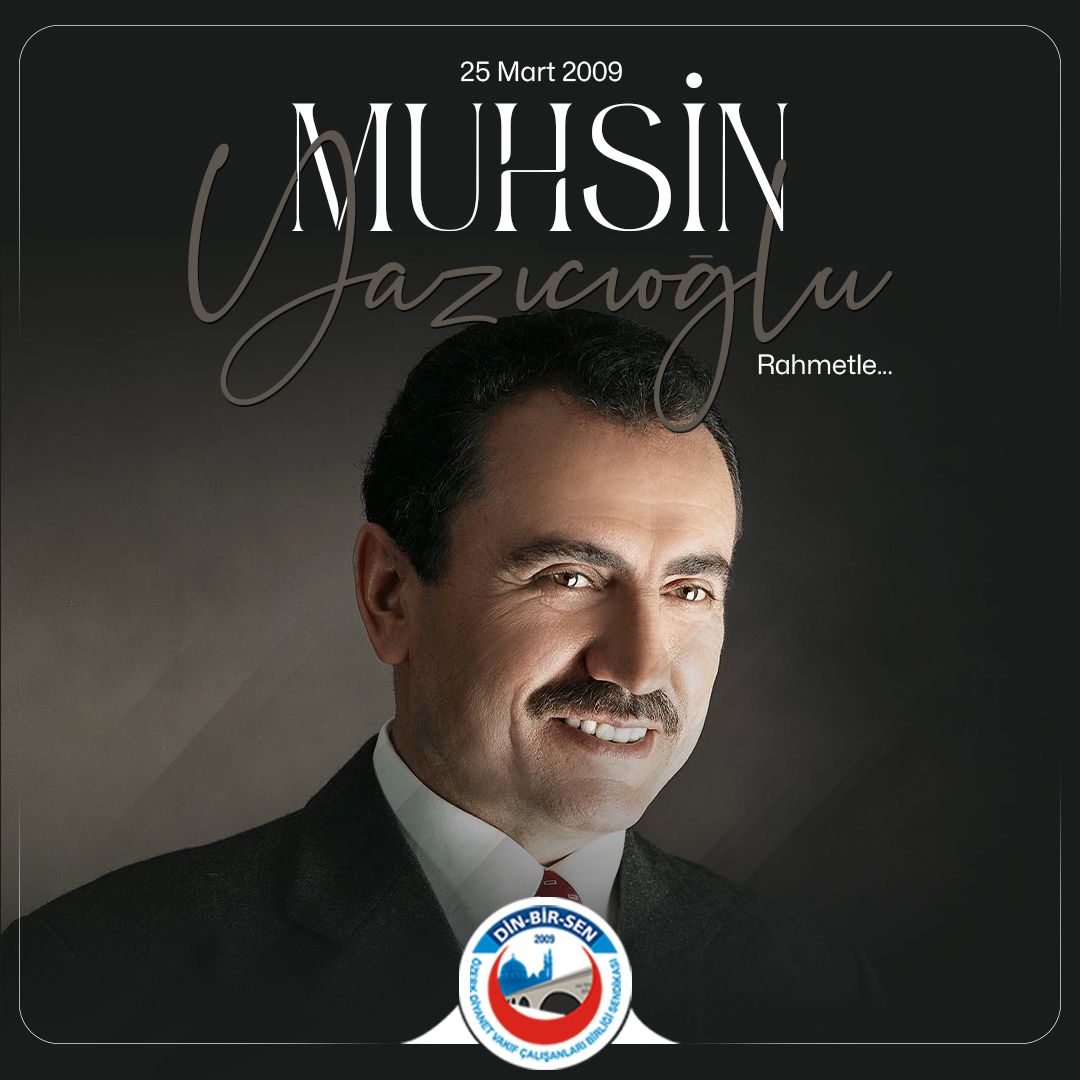 Vefatının 16. yıl dönümünde Muhsin Yazıcıoğlu'nu rahmetle yâd ediyoruz. Merhum Yazıcıoğlu her zaman cesaretiyle, yiğitliğiyle ve dava adamlığıyla hatırlayacağız. Ruhu şad, mekânı cennet olsun. 
#dinbirsen #MuhsinYazıcıoğlu