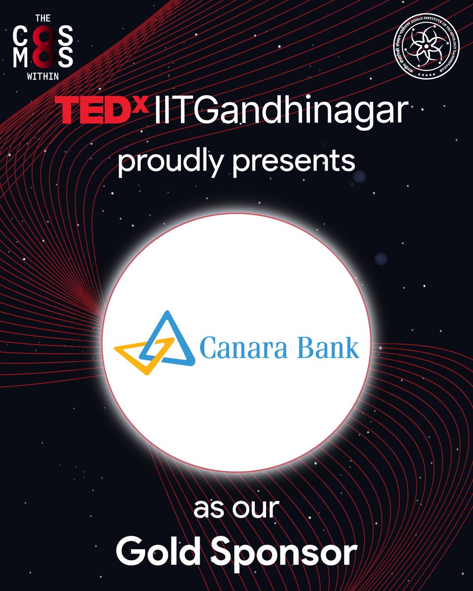 tedx_iitgn's tweet photo. We proudly present to you our Gold Sponsor, Canara Bank and thank them for their unwavering support for TEDxIITGandhinagar'25! https://t.co/v3UEFpyCd0