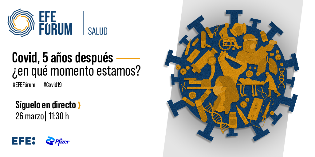 EFEsalud (@efesalud) on Twitter photo #EFEFórum I Covid, 5 años después: ¿En qué momento estamos?
📅 26 de marzo / 11.30 h. / Instituto Cervantes
➡️ Con Mónica García, ministra de Sanidad, y sanitarios, investigadores y verificadores.
🔴📡 youtube.com/live/-FoKt-JjY…
Organiza EFE en colaboración con <a href="/pfizer_spain/">Pfizer España</a> #EFEFórum I Covid, 5 años después: ¿En qué momento estamos?
📅 26 de marzo / 11.30 h. / Instituto Cervantes
➡️ Con Mónica García, ministra de Sanidad, y sanitarios, investigadores y verificadores.
🔴📡 youtube.com/live/-FoKt-JjY…
Organiza EFE en colaboración con <a href="/pfizer_spain/">Pfizer España</a>