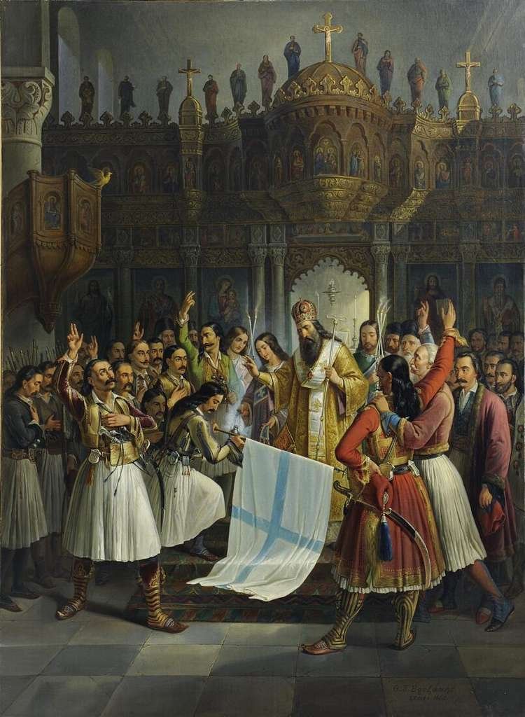 oulosP's tweet photo. 🇬🇷 Today we celebrate Greek Independence Day

After 400 years of Islamic Ottoman rule that subjugated Greeks to a cultural and demographic decline, dhimmi status, jizya, and kidnapped children to serve in the Ottoman armies, the Greeks rose up, fought for their independence and decolonized the Peloponnese, Attica, central Greece, and many of the islands.

Greek peasants, merchants, sailors, clergymen, village stalwarts and brigands took up arms after Metropolitan Germanos of Patras raised the banner with the cross in the Monastery of Saint Lavra on March 25, 1821, on the Feast of the Annunciation, officially declaring a Holy War against the Ottoman Empire.

Although the Greek Revolutionary Struggle was organized to begin on March 25, the restive Greeks of the Mani peninsula in the Peloponnese, the only part of mainland Greece not captured by the Turks, were not patient and already declared war on March 17 under the slogan "Victory or Death" instead of "Freedom or Death" used by the other Greek fighters.

Kolokotronis, his nephew Nikitaras “the Turkeater,” Petros Mavromichalis, the warrior priest Papaflesas and 2,500 Maniots and other Greek rebels liberated Kalamata on March 23, the first major Greek town/city to be liberated from the Turks.

It took only a few days for the Greeks to liberate all of the Peloponnese from the Turks except the fortress towns of Patras, Acrocorinth, Monemvasia, Nafplion and the provincial capital of Tripolitsa.

In response to the revolution in the Peloponnese, the Turks showed their true barbarity in Constantinople, on Easter Sunday, by publicly hanging Patriarch Gregory V on April 10 despite the fact that he had condemned the Greek Revolution and preached obedience to the Sultan in his sermons.

After Gregory V's death, his body, along with those of other executed prelates, was turned over to the city's Jews, who dragged it through the streets and threw it into the sea, leading to several bloody reprisal attacks in southern Greece by the Greek rebels, who regarded the Jews as collaborators of the Turks.

In September 1821, the Greeks, under the leadership of Kolokotronis captured Tripolitsa but it would not be until 1828 and many more battles, suffering and tribulations that the independence of Greece was finally recognized and with borders much MUCH smaller compared to the size of Greece today and with the majority of Greeks still living within the Ottoman Empire.