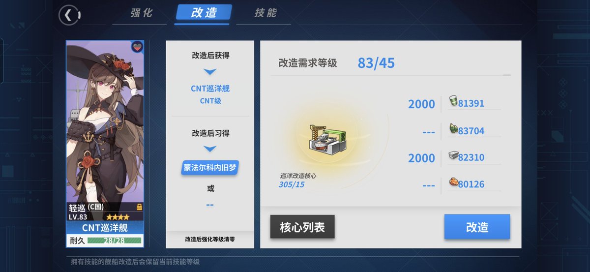 LauraRolla1's tweet photo. 三条新改造船的等级需求和资源需求 https://t.co/zXUN4DyWS6