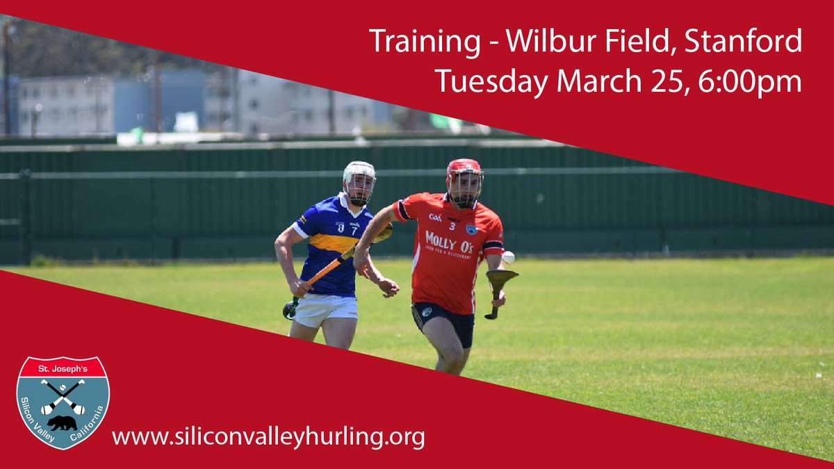 #Hurling training continues at Wilbur Field, Stanford University, from 6:00pm on Tuesday March 25. All welcome. <a href="/officialgaa/">The GAA</a> <a href="/GAA_USA/">USGAA</a> <a href="/SanFranciscoGAA/">SanFranciscoGAA</a>