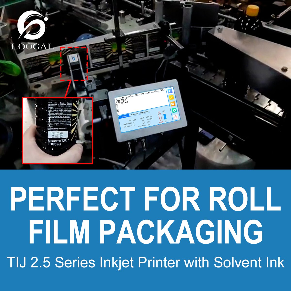 loogal_print's tweet image. PERFECT FOR ROLL FILM PACKAGING - TIJ 2.5 Series Inkjet Printer with Solvent Ink. #tijprinter #ThermalInkjetPrinter #inkjetprintersupplier #inkjetprintermanufacturer #inkjetprinter #printingsolutions #tij #PrintingSolutions #tijprinters #ınkjetprinter