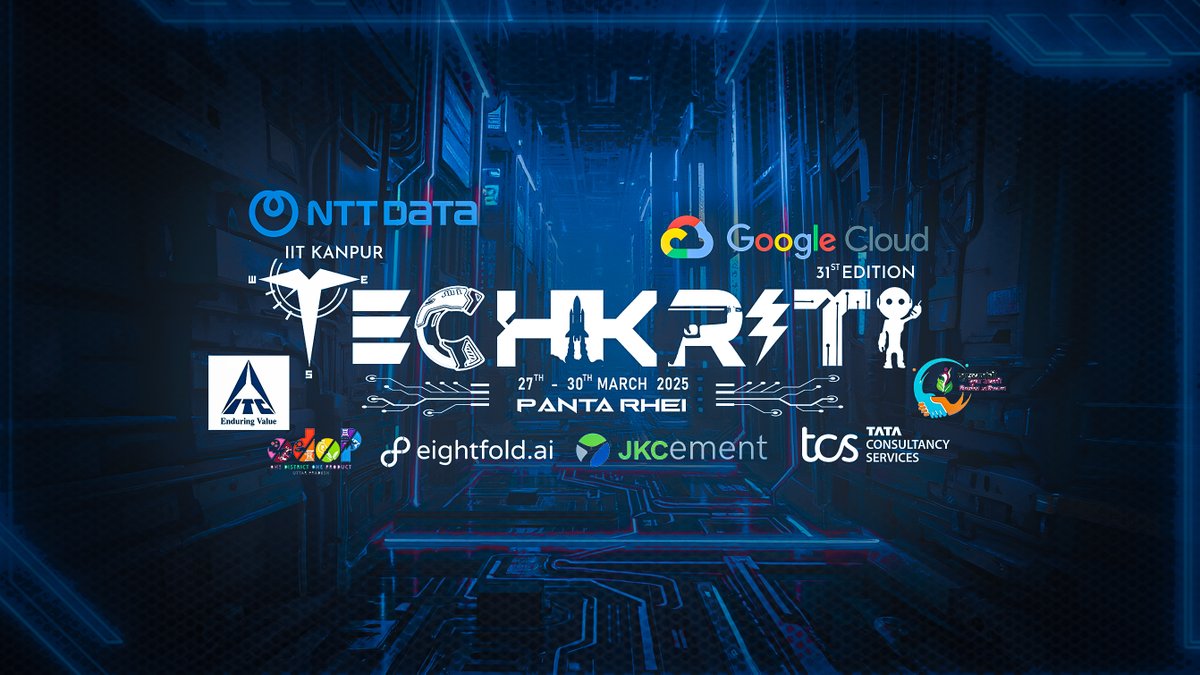 techkriti_iitk's tweet image. Presenting the Official Typeface of Techkriti’25. Get ready to witness the 31st edition of Asia’s largest technical and entrepreneurial festival, from 27th-30th March 2025 at IIT Kanpur!
#PantaRhei #Techkriti25 #IITKanpur  #31stEdition #festival #iitk #iitkanpur #Official