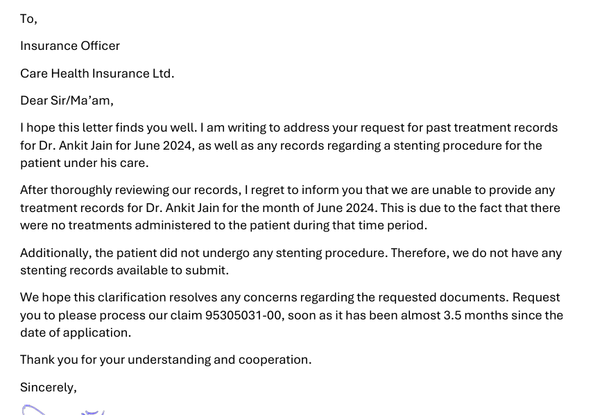 krazzy99's tweet photo. @careinsuranceIN @grok again the same stalling for one reason or the other. Now they have sent a non-registration letter saying insufficient documents. How can I provide you June'24 consultation papers if there was no consultation with any doctor in that time frame! https://t.co/rO17ldZwIi