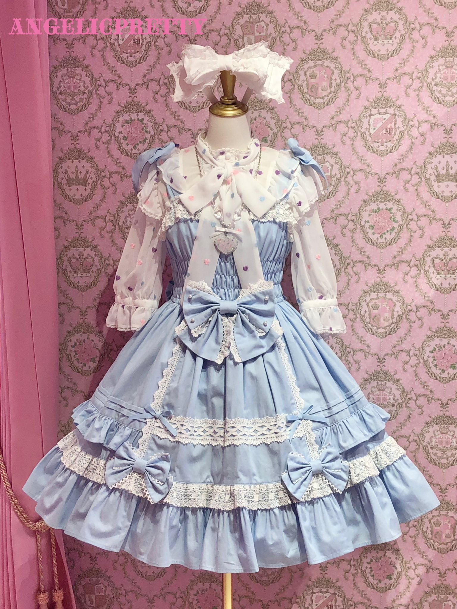 Angelic Pretty リボンシャーリングジャンパースカート 商品詳細ページ