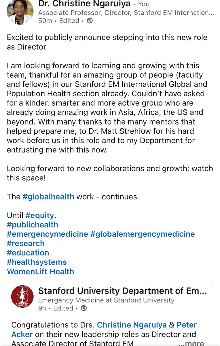 Dr. Christine Ngaruiya (Gah-Row-Yah) MD, MSc, DTMH (@c_ngaruiya) on Twitter photo New role. Looking forward to it!
<a href="/StanfordEMED/">StanfordEM</a> <a href="/StanfordMed/">Stanford Medicine</a> <a href="/Stanford/">Stanford University</a> #globalhealth #equity #publichealth New role. Looking forward to it!
<a href="/StanfordEMED/">StanfordEM</a> <a href="/StanfordMed/">Stanford Medicine</a> <a href="/Stanford/">Stanford University</a> #globalhealth #equity #publichealth