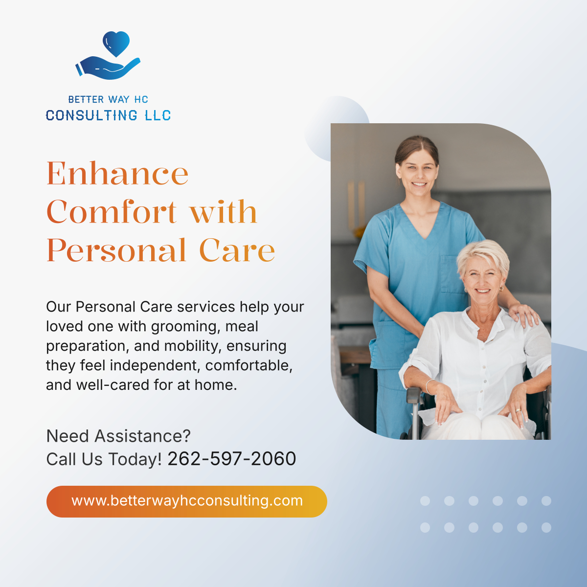 betterwayhc's tweet image. Discover the benefits of personalized home care services. Let Better Way HC Consulting LLC support your loved one’s independence and dignity with customized Personal Care services. 

#HomeHealthCare #MilwaukeeWI #PersonalCare