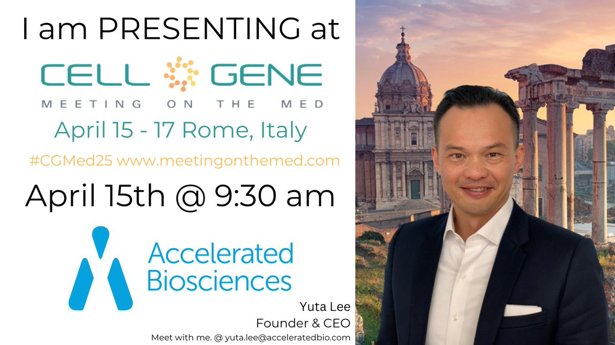 Rome is so beautiful this time of the year. #CGMed25 is coming up, and I am looking to connect with the brightest minds in Cell &amp; Gene Therapy.

Meet me in Rome! See my company presentation on April 15 @ 9:30 am.