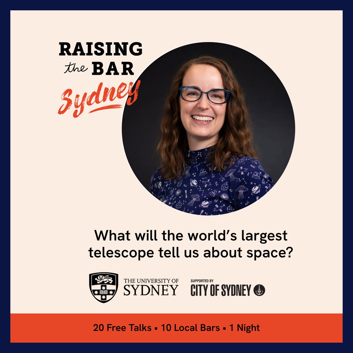 Sydney Science (@sydney_science) on Twitter photo What will the worldās largest telescope tell us about space? š
Join @AstroLauraDnext next week for <a href="/RTBEvent/">Raising the Bar</a>
& learn about the latest innovations and discoveries in astronomy + and features that make a planet a good place to live (or not).
Free tickets: tinyurl.com/yd2s9pma What will the worldās largest telescope tell us about space? š
Join @AstroLauraDnext next week for <a href="/RTBEvent/">Raising the Bar</a>
& learn about the latest innovations and discoveries in astronomy + and features that make a planet a good place to live (or not).
Free tickets: tinyurl.com/yd2s9pma