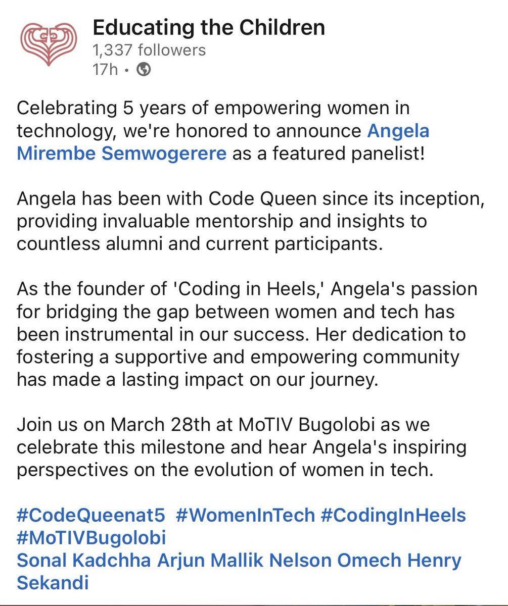 angiemirembe's tweet image. Looking forward to this. 
#EducatingTheChildren #CodingInHeels