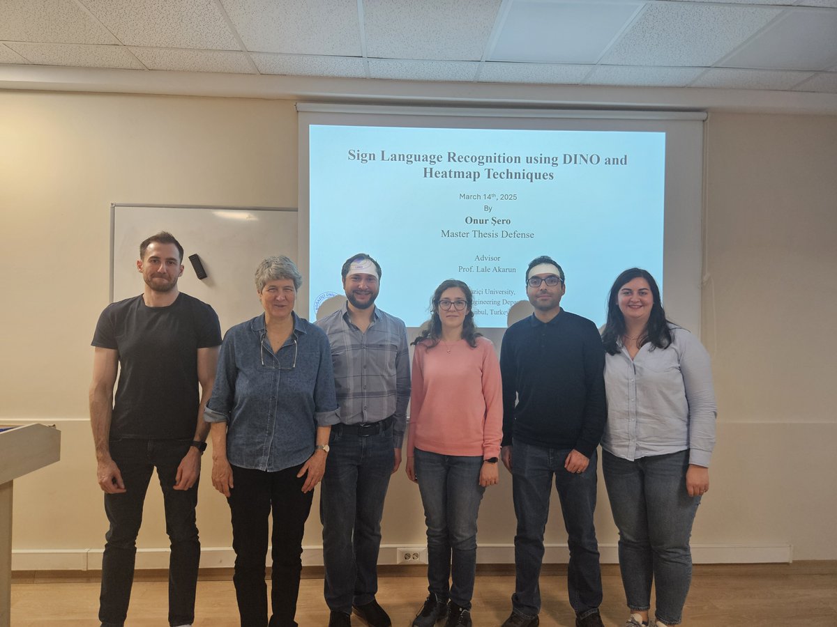 Yüksek lisans öğrencimiz Onur Şero, Lale Akarun danışmanlığında tamamladığı "Sign Language Recognition Using Dino and Heatmap Techniques" başlıklı tezini başarıyla savundu. Öğrencimizi ve Lale hocamızı tebrik ederiz 🎉
