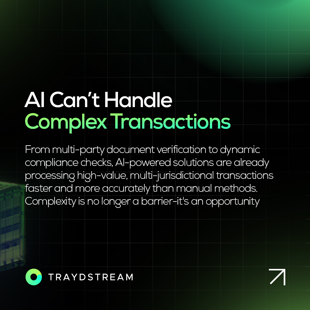 traydstream's tweet photo. AI in trade finance boosts efficiency, enhances jobs, and offers high ROI—no system overhaul needed! The future is here! 

Learn more: https://t.co/ChdOKFYw2E https://t.co/r3o1FEDl2d