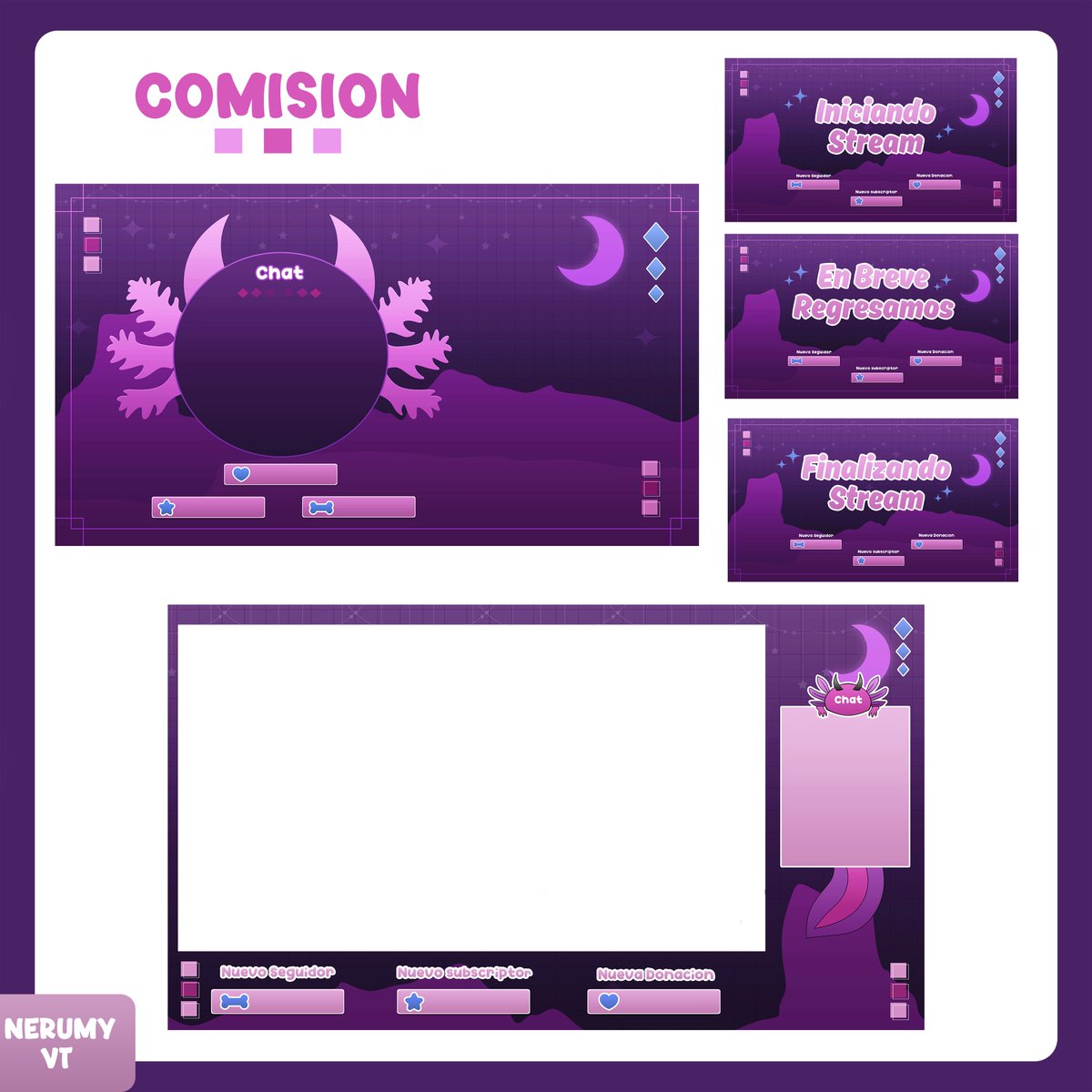 NerumyVT's tweet image. Comisión de Overlays de Twitch para
@JulianSenpaiVT

Muchas gracias por elegirme &amp;lt;3💜📷 #comission #Vtuber #comissionart