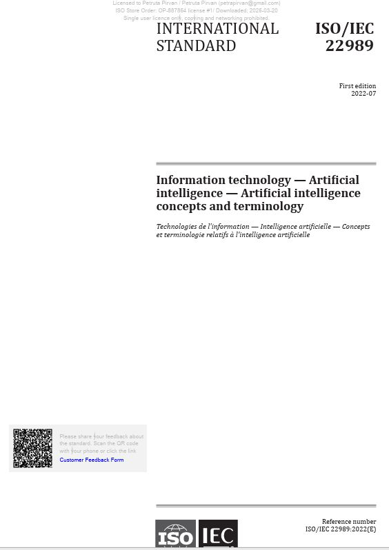 Yusnelkis (@milanes_guisado) on Twitter photo Norma ISO de obligada lectura para la comprensión y uso adecuado de la Inteligencia Artificial.
ISO/IEC 22989:2022
Information technology — Artificial intelligence — Artificial intelligence concepts and terminology
iso.org/standard/74296…
#IA #ISO Norma ISO de obligada lectura para la comprensión y uso adecuado de la Inteligencia Artificial.
ISO/IEC 22989:2022
Information technology — Artificial intelligence — Artificial intelligence concepts and terminology
iso.org/standard/74296…
#IA #ISO