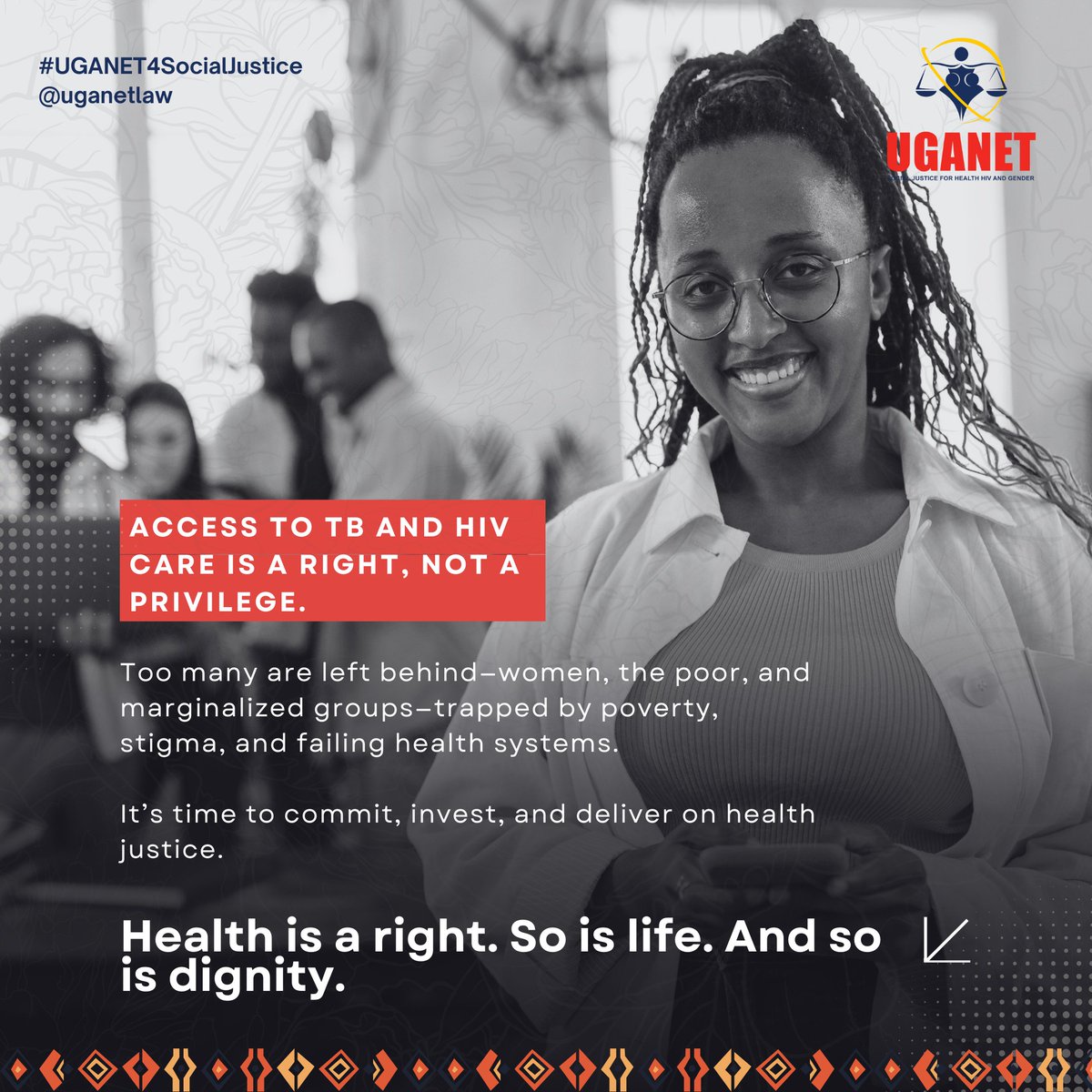 Seeking healthcare is a right.
Facing eviction or discrimination because of TB or HIV is a violation—of dignity, of health, of humanity.

Stigma forces people into silence. And silence kills. The fight against TB and HIV is a fight for human rights.

#EndTB #UGANET4SocialJustice