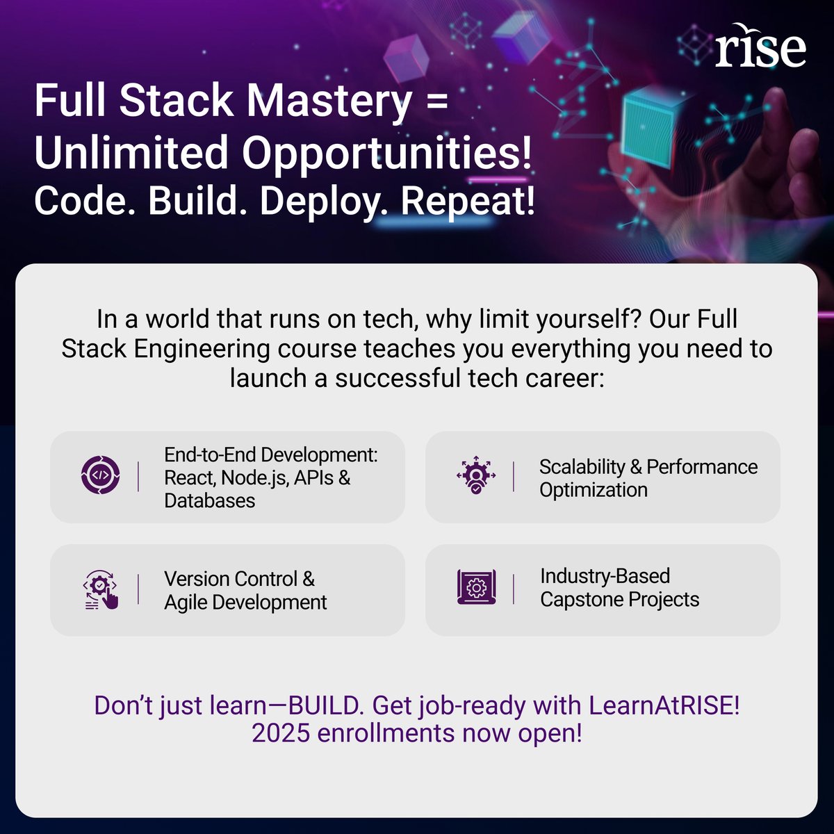 LearnAtRISE's tweet image. Code. Build. Deploy. Learn. Create. Succeed with LearnAtRISE!
Enroll Now! learnatrise.in/contact/
#FullStackEngineering #WebDevelopment #LearnAtRISE #CodeYourFuture