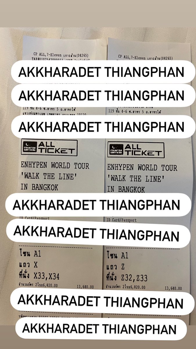 thiangphan's tweet photo. โซน A1  เหลือ 1 ใบ แถว Z32 ปล่อยราคาเท่าหน้าบัตร  จ่ายเต็มราคาหน้าบัตร  (ผ่อนได้ +นิดหน่อย)

#엔하이픈 #ENHYPEN #EN_WORLDTOUR_WALKTHELINE
#EN_WALKTHELINE
#WALKTHELINE_IN_BANGKOK https://t.co/8giJXoR5wZ