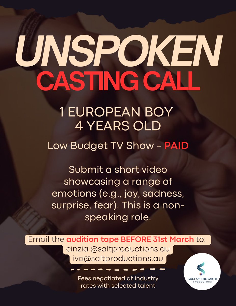 SoTe_Production's tweet photo. The deadline is approaching fast for this casting call!!!! Get your audition tapes in ASAP!

📷 To audition, submit your tape by March 31st to:
cinzia@saltproductions.au
iva@saltproductions.au
#teamfiji #fijinews https://t.co/mbHeHblR7U