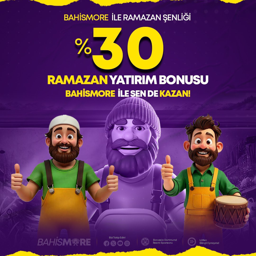 BAHİSMORE İLE RAMAZANDA DAHA BEREKETLİ 

%30 Ramazan Yatırım Bonusu Sizleri Bekliyor 

🌙 Ramazan Boyunca Kazanç Durmuyor!

👍GÜNLÜK SINIRSIZ ÇEKİM İMKANI!

📲 X (x.com/Bahismore)              
📲 Instagram (instagram.com/bahismore/) 
🤍Telegram (t.me/bahismore)