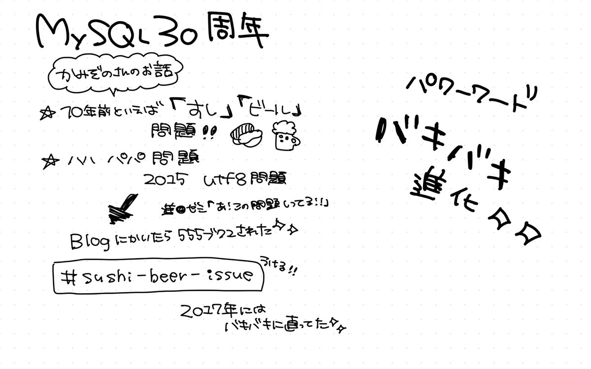 tomomo1015's tweet image. かみぞのさんのお話！　#mysql_jp